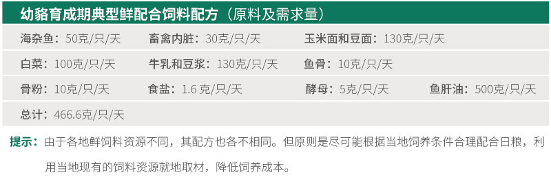 幼貉育成期典型鮮配合飼料配方——青島康地恩